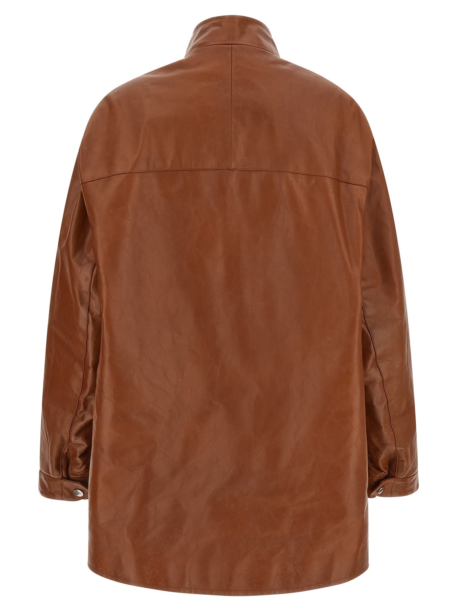 PRADA Antiqued Leather Caban Brown