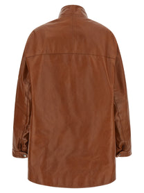 PRADA Antiqued Leather Caban Brown