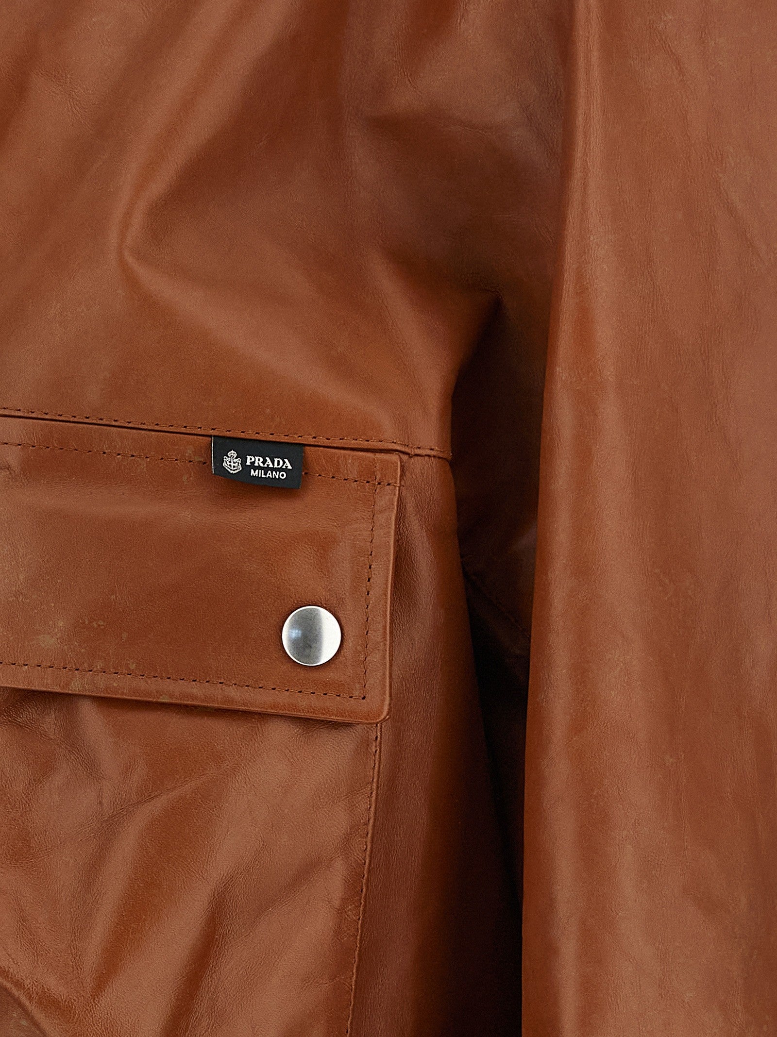 PRADA Antiqued Leather Caban Brown
