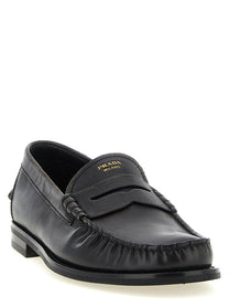 PRADA Antiqued Leather Loafers Black