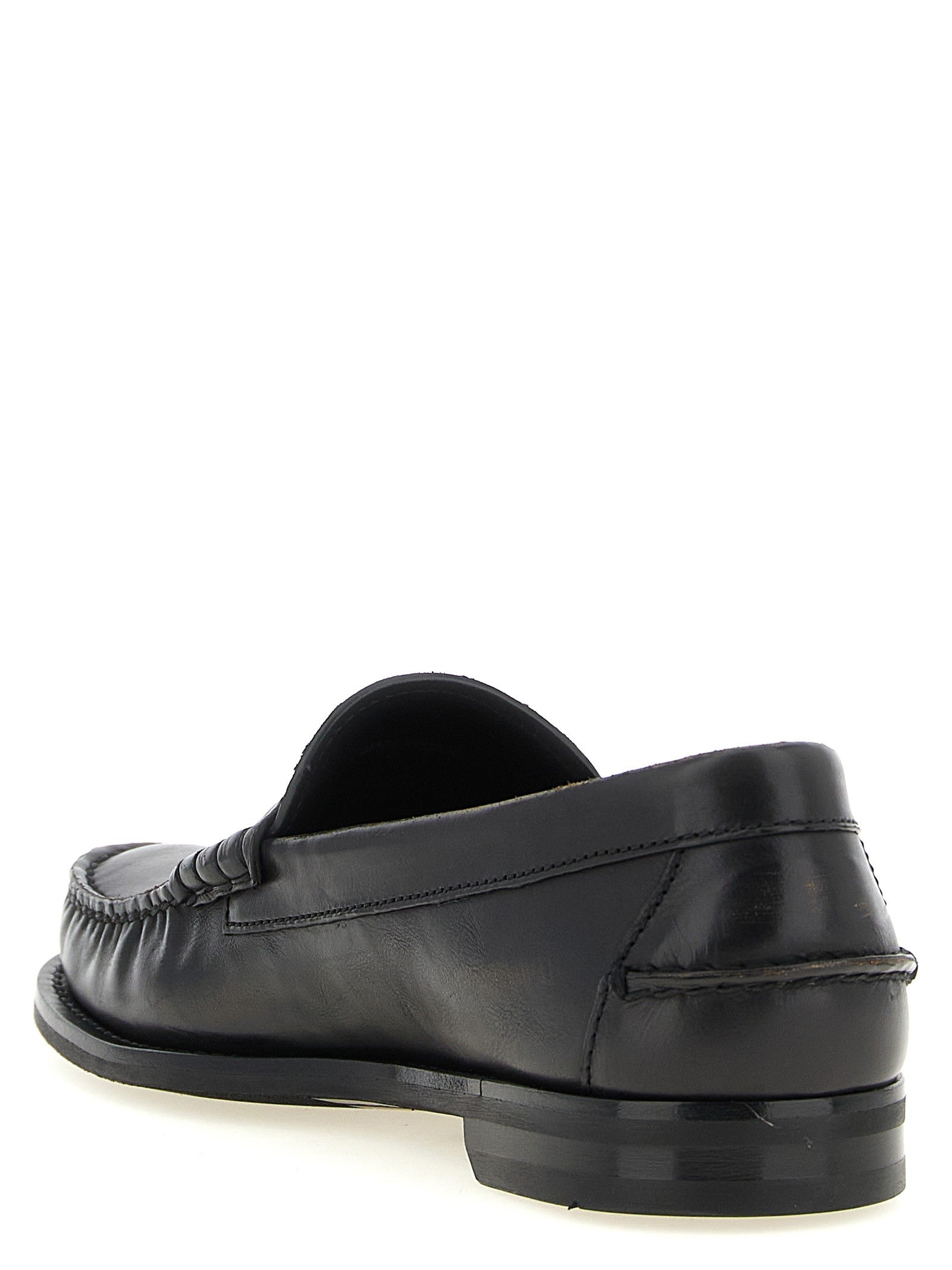 PRADA Antiqued Leather Loafers Black