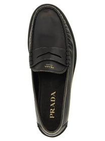 PRADA Antiqued Leather Loafers Black
