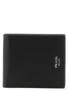 PRADA Antiqued Leather Wallet Black