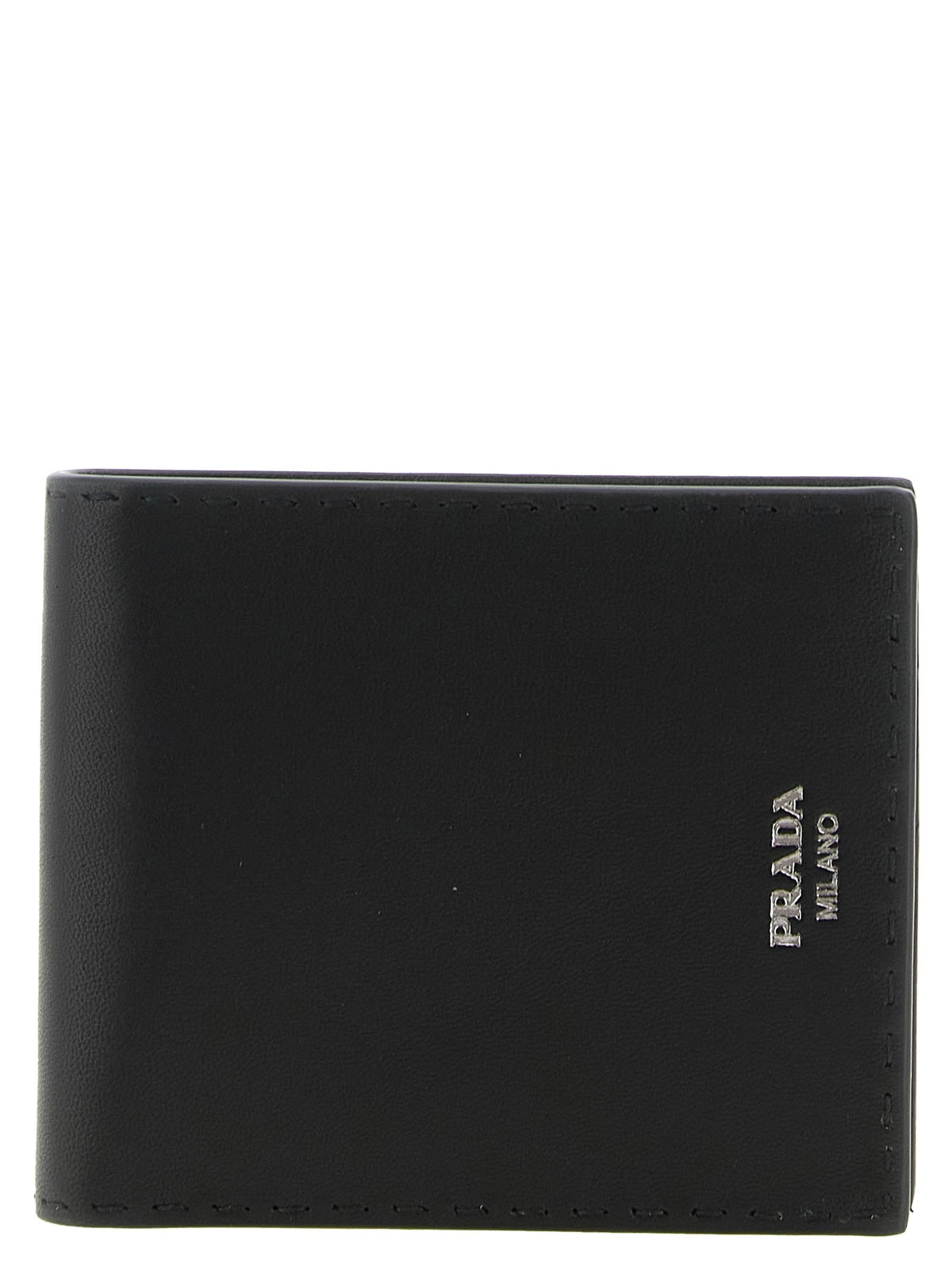 PRADA Antiqued Leather Wallet Black
