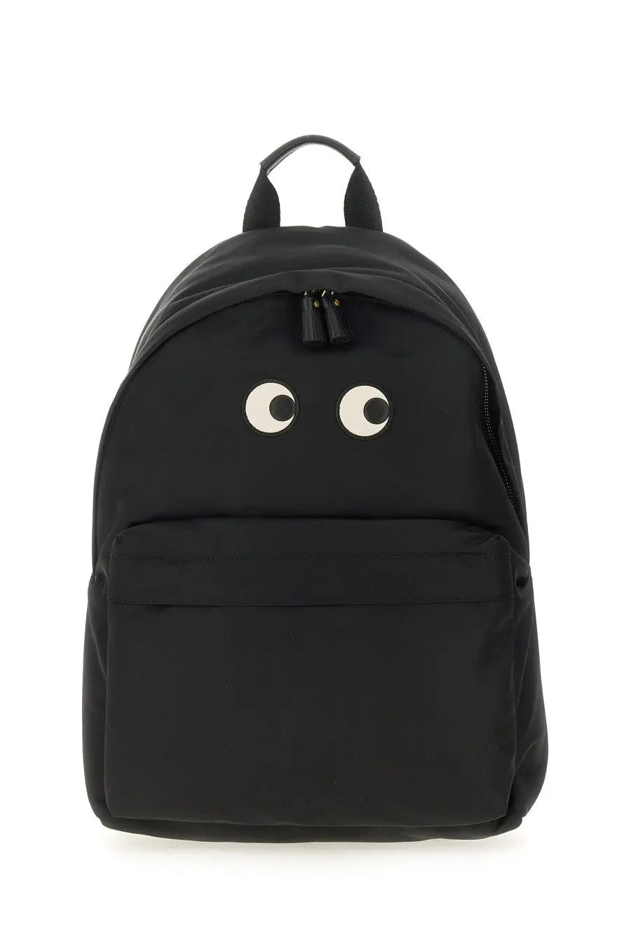 Anya Hindmarch women’s black backpack with playful white eyes on the front made of durable material