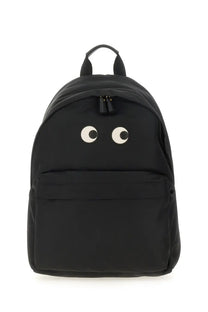 Anya Hindmarch women’s black backpack with playful white eyes on the front made of durable material