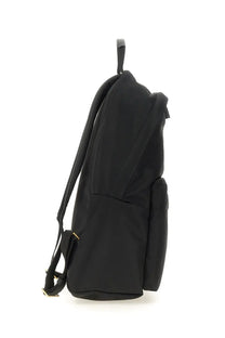 Anya Hindmarch women’s zaino eyes black nylon backpack with gold-tone hardware and a top handle