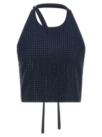 Pinko Arbaia Rhinestone Dyed Top Blue