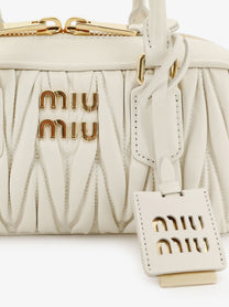 Miu Miu Women's Arcadie Quilted Leather Shoulder Bag White, view 4