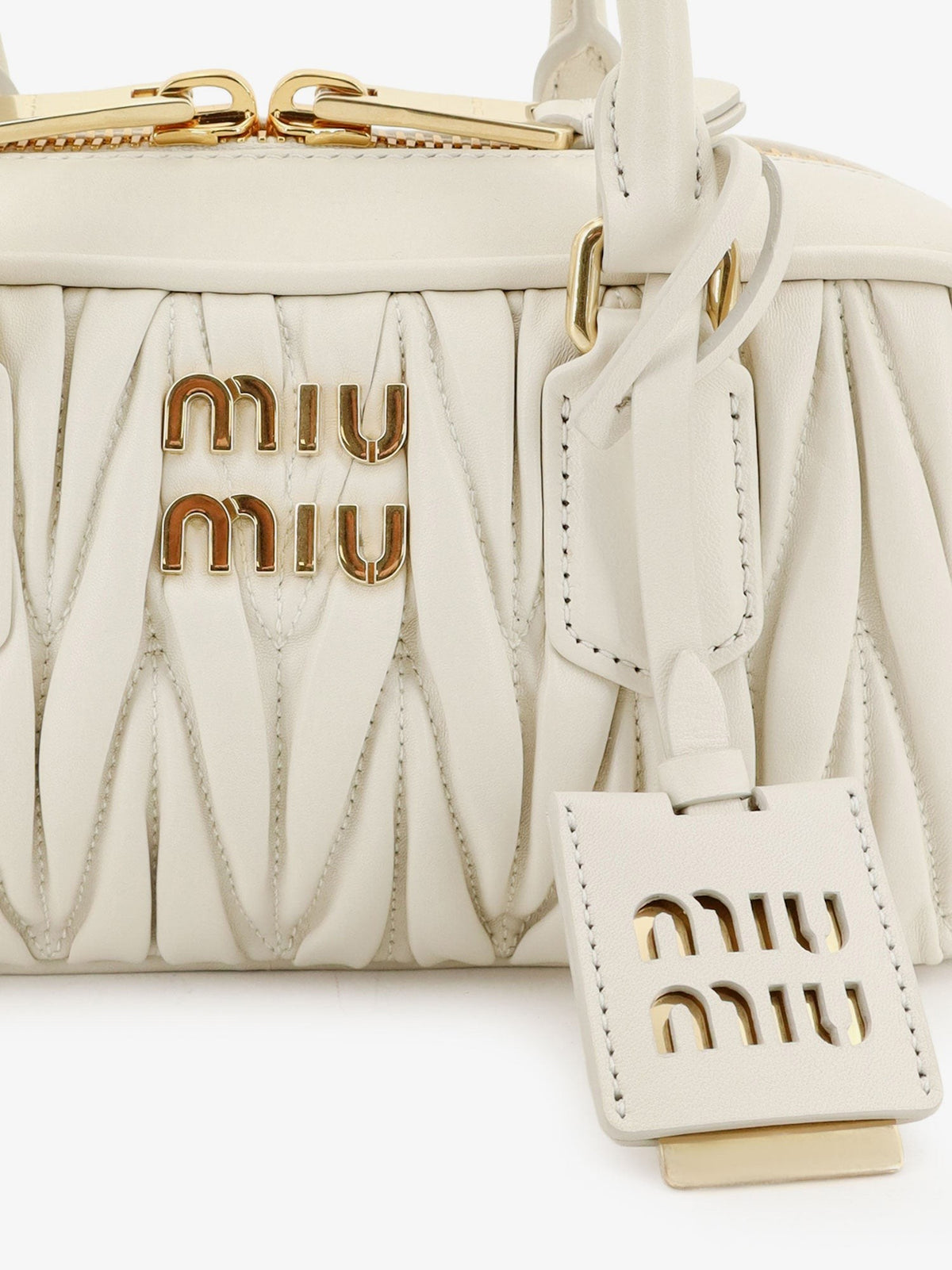 Miu Miu Women's Arcadie Quilted Leather Shoulder Bag White, view 4