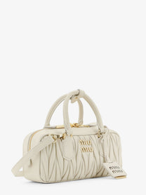 Miu Miu Women's Arcadie Quilted Leather Shoulder Bag White, view 3