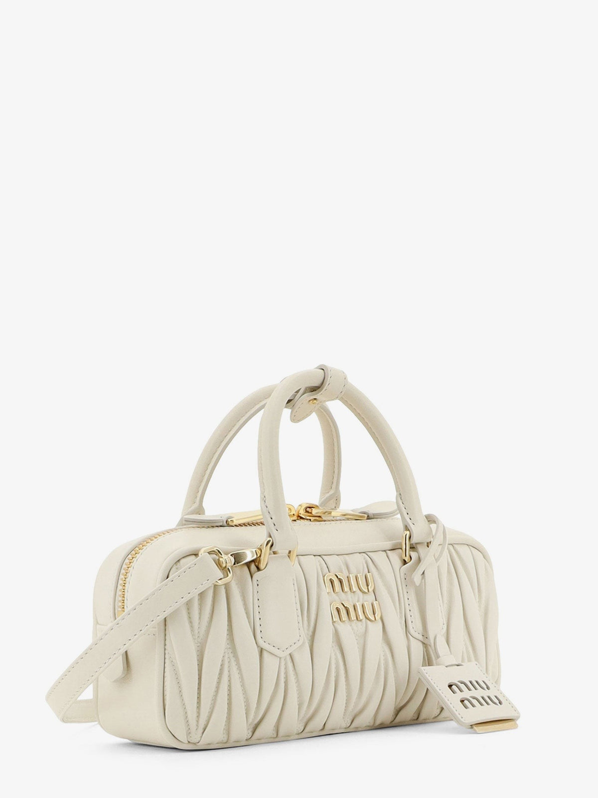 Miu Miu Women's Arcadie Quilted Leather Shoulder Bag White, view 3