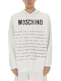 Moschino Men's Archive Message Hoodie White