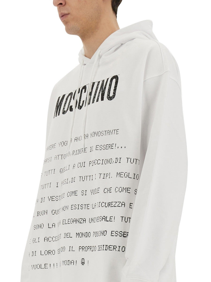 Moschino Men's Archive Message Hoodie White