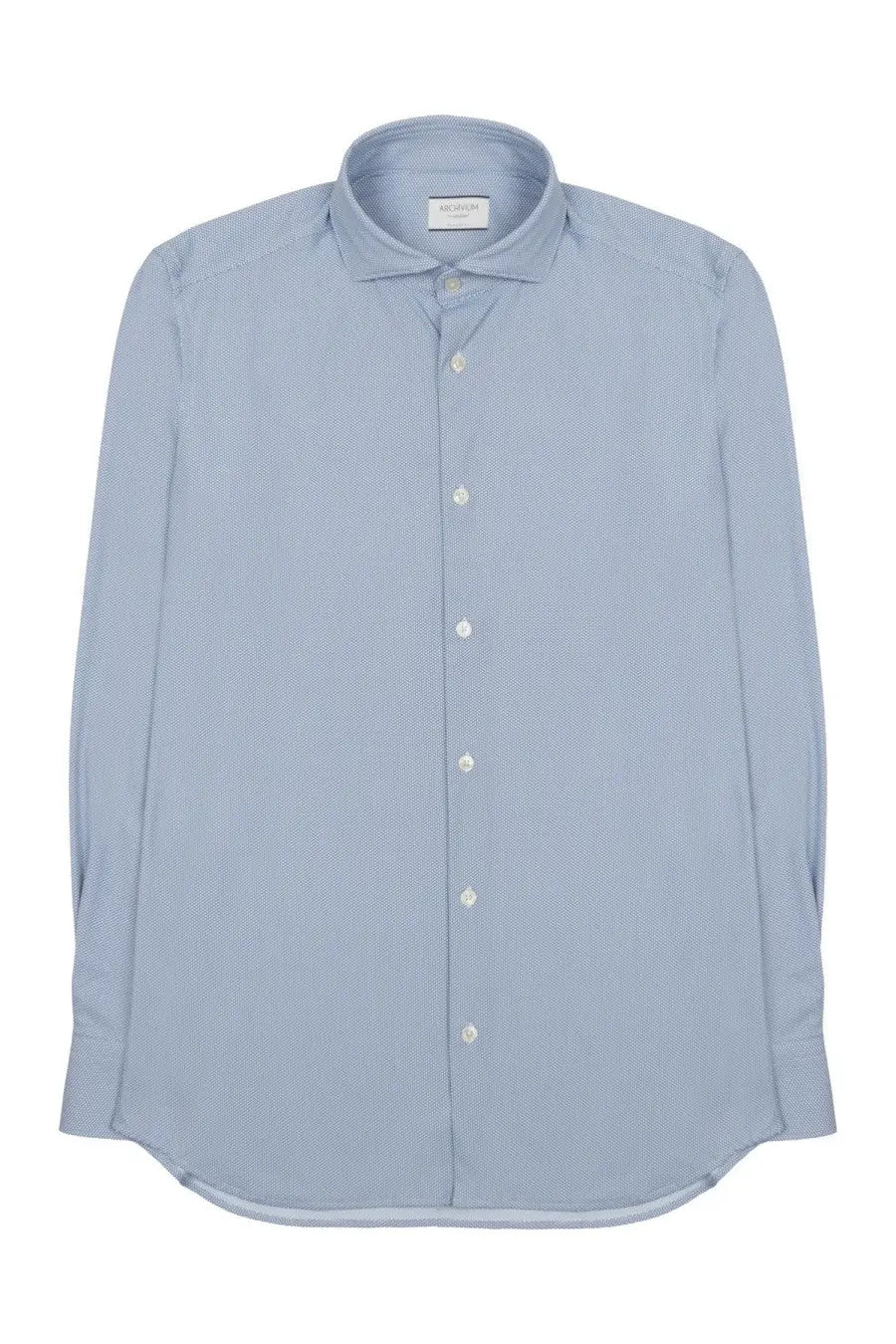 Archivium be updated men’s camicia blue light blue subtle textured technical fabric dress shirt with classic collar and button front