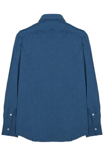 Archivium be updated men’s camicia navy blue textured cotton button-down shirt with classic collar and cuffs