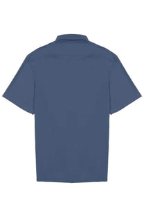 Archivium be updated men’s polo short-sleeved navy blue button-up shirt with classic collar and tailored lines