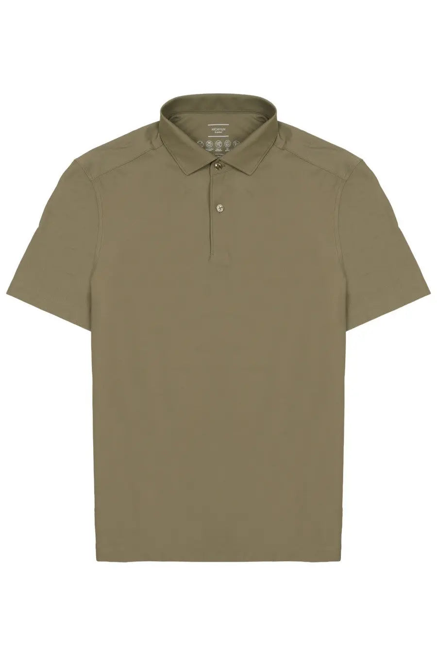 Olive green Archivium be updated men’s short-sleeved polo shirt with classic collar and two-button placket