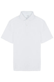 White short-sleeved polo shirt archivium be updated with classic collar and button placket for men