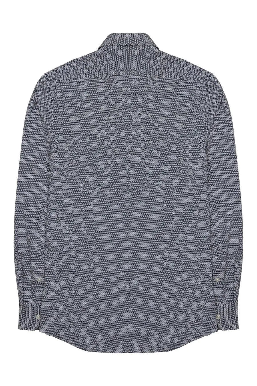 Archivium be updated men’s dark blue button-down shirt with subtle geometric pattern ideal for casual wear