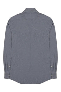 Archivium be updated men’s dark blue button-down shirt with subtle geometric pattern ideal for casual wear