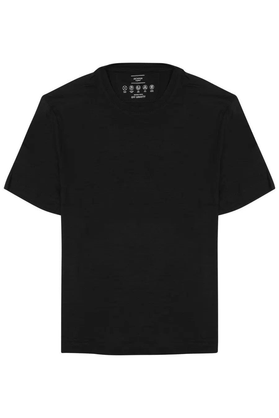 Archivium be updated men’s black short-sleeved crew neck t-shirt in lana with minimalist design and subtle collar tag
