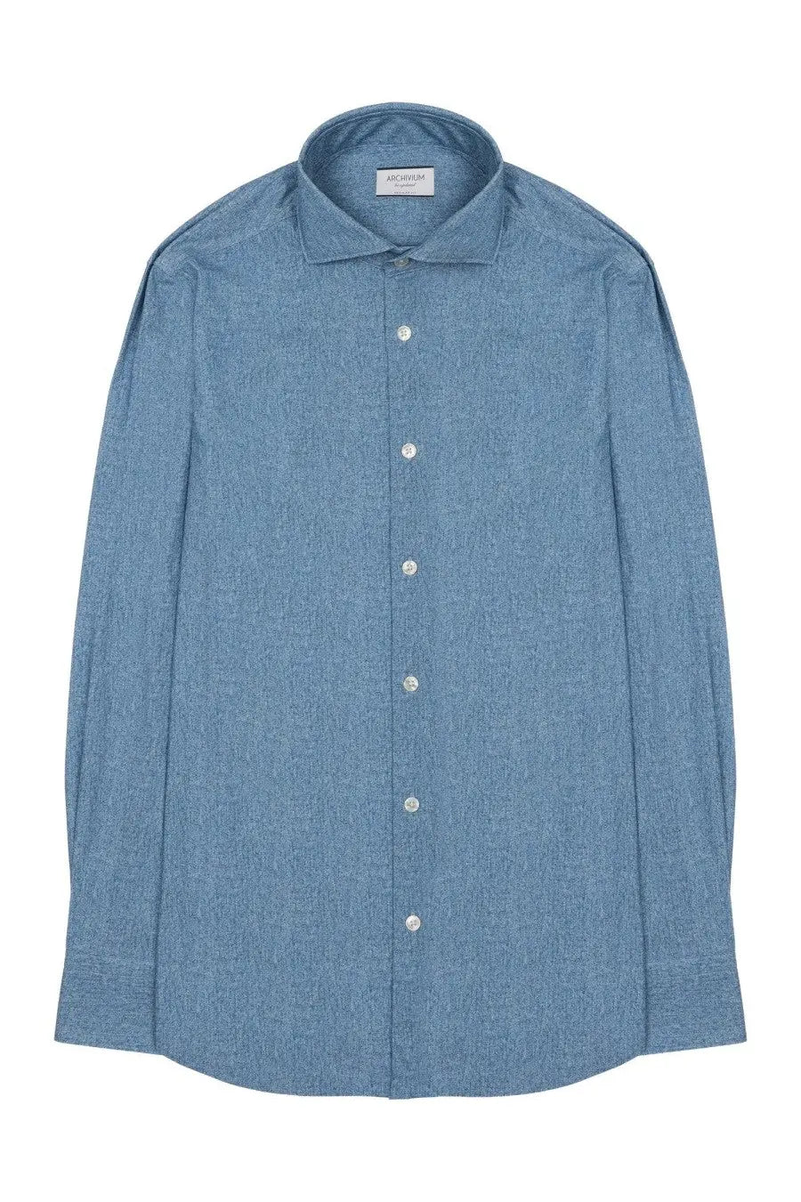 Archivium be updated men’s striped light blue cotton button-down shirt with classic collar and white buttons