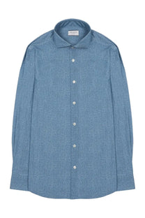Archivium be updated men’s striped light blue cotton button-down shirt with classic collar and white buttons