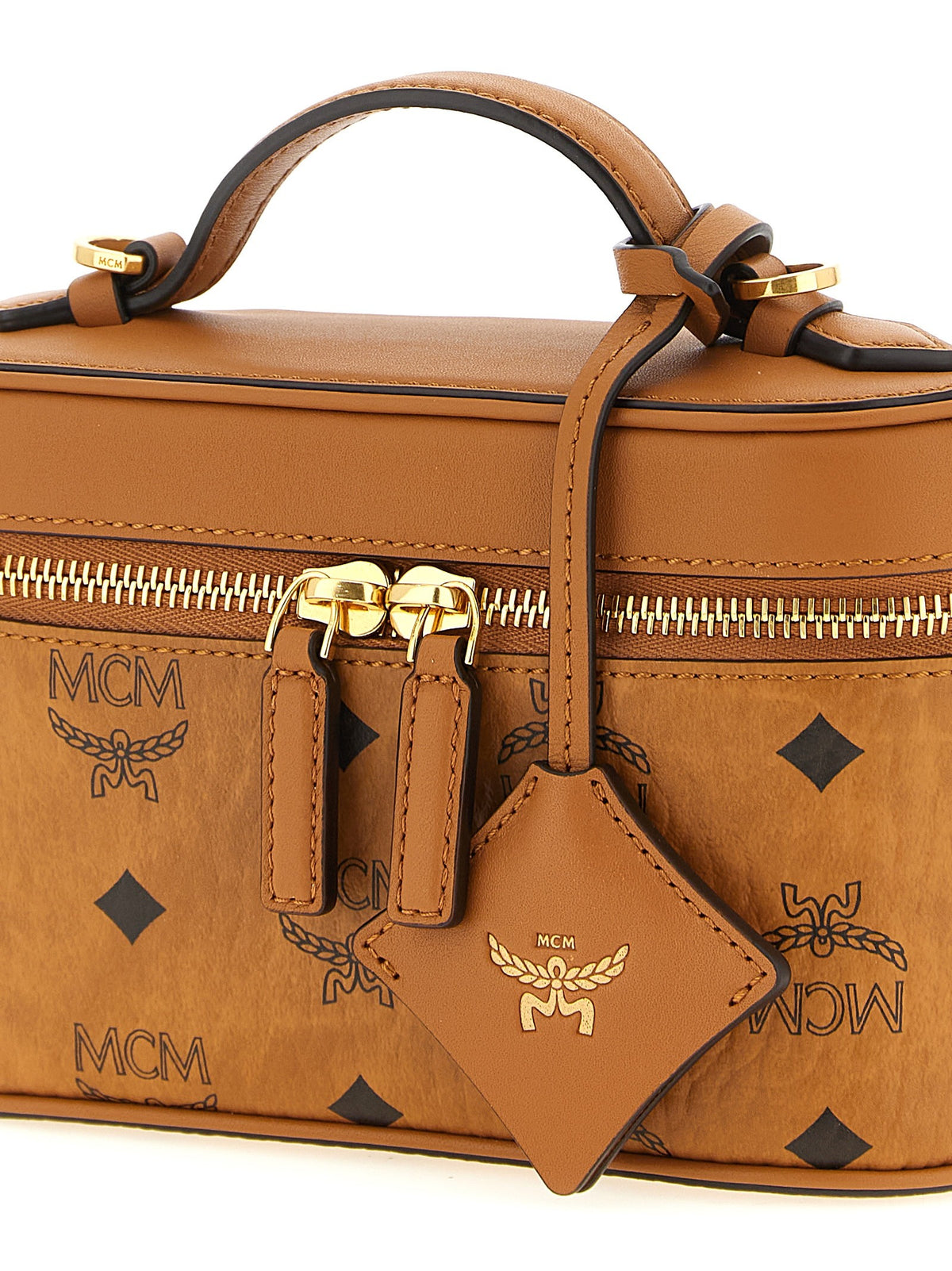 MCM Aren Vanity Case Handbag Brown, view 3