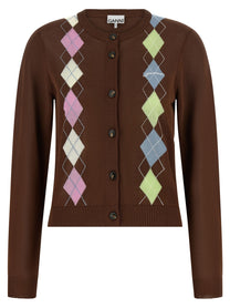 Ganni Argyle Cardigan Brown