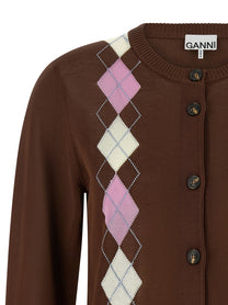 Ganni Argyle Cardigan Brown