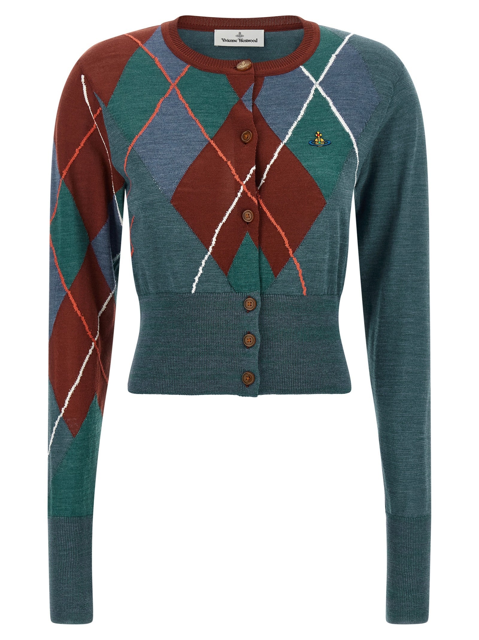 Vivienne Westwood Argyle Cropped Cardigan Gold