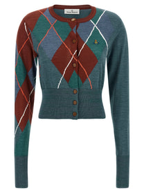 Vivienne Westwood Argyle Cropped Cardigan Gold