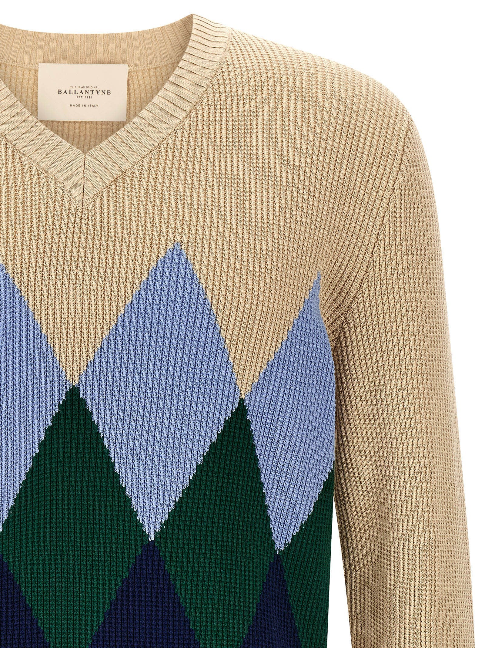 Ballantyne Argyle Pattern Sweater Beige