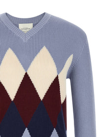 Ballantyne Argyle Pattern Sweater Blue