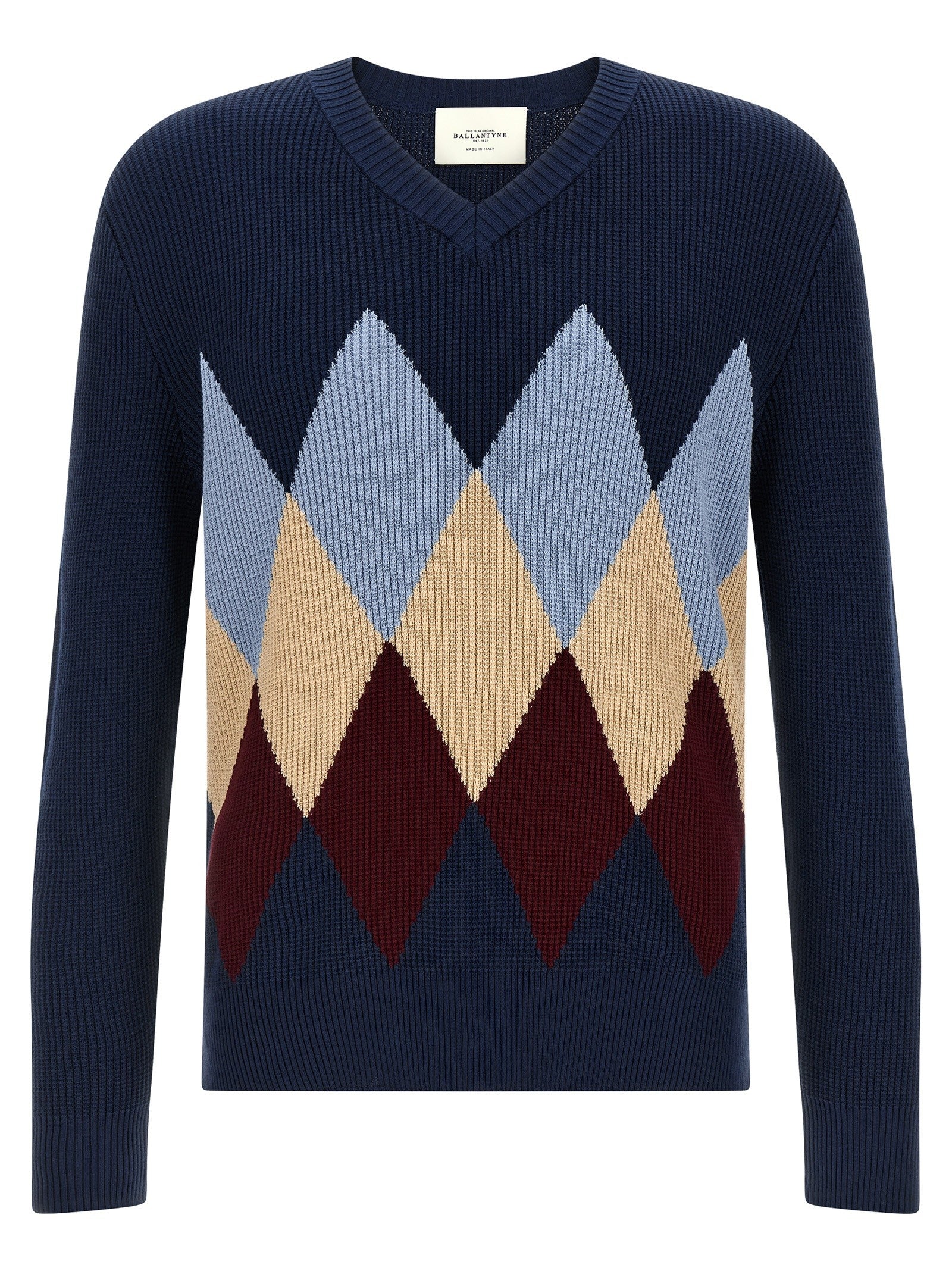 Ballantyne Argyle Pattern Sweater Blue