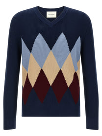Ballantyne Argyle Pattern Sweater Blue