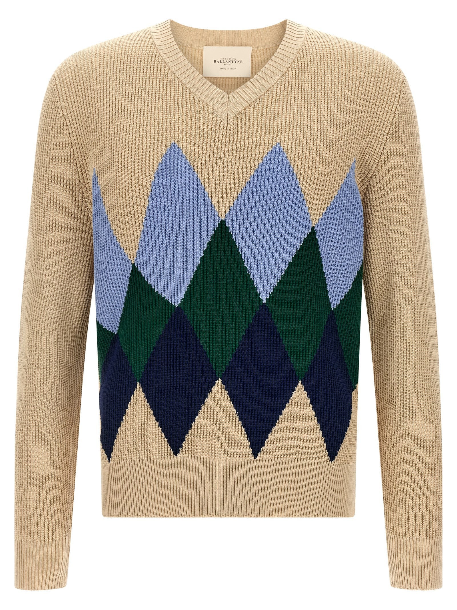 Ballantyne Argyle Pattern Sweater Beige