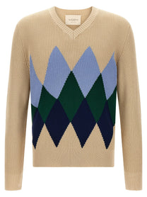 Ballantyne Argyle Pattern Sweater Beige