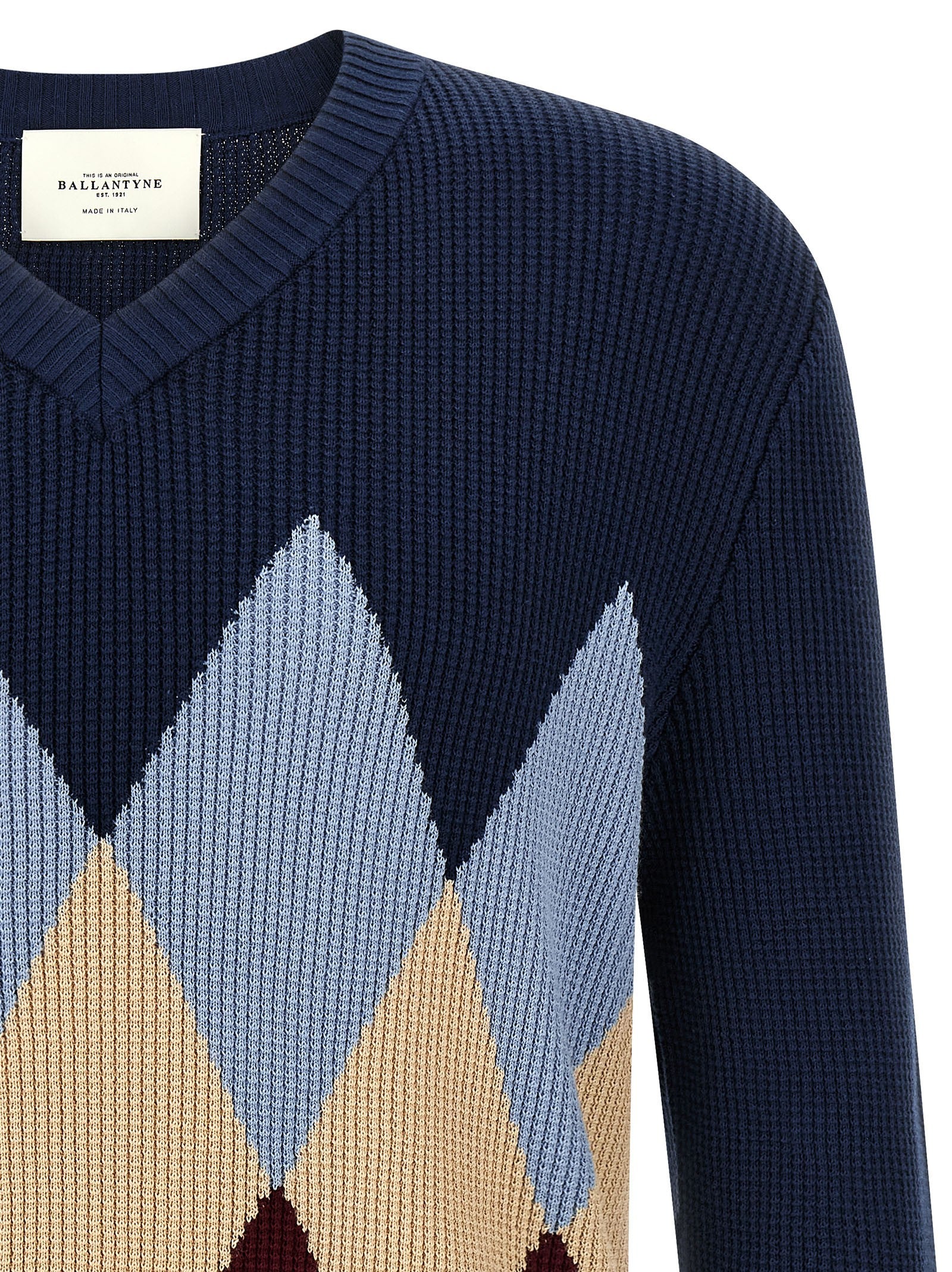 Ballantyne Argyle Pattern Sweater Blue