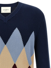 Ballantyne Argyle Pattern Sweater Blue