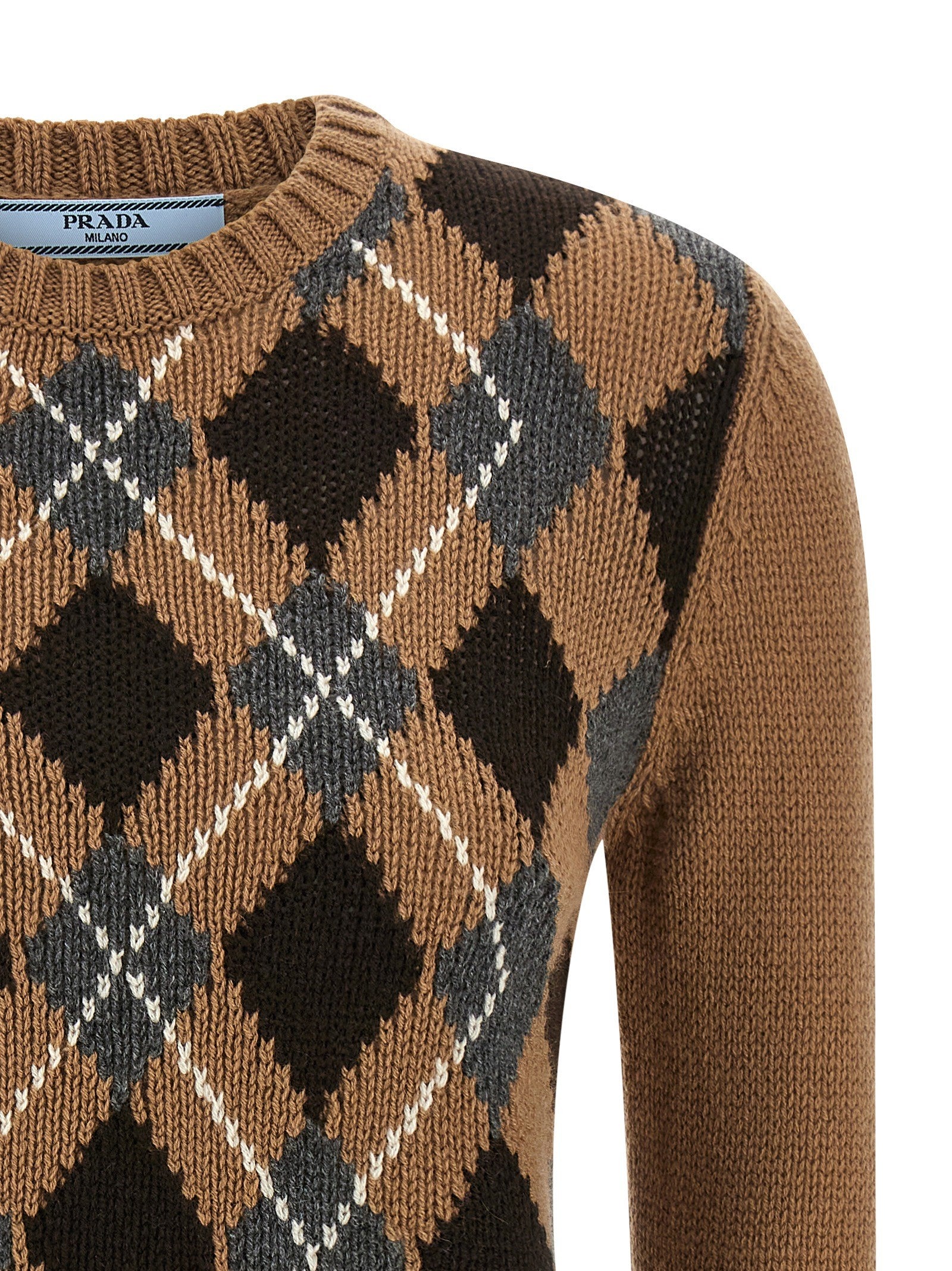 PRADA Argyle Sweater Brown