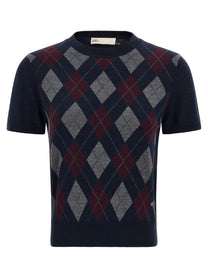 Tory Burch Argyle Sweater Blue