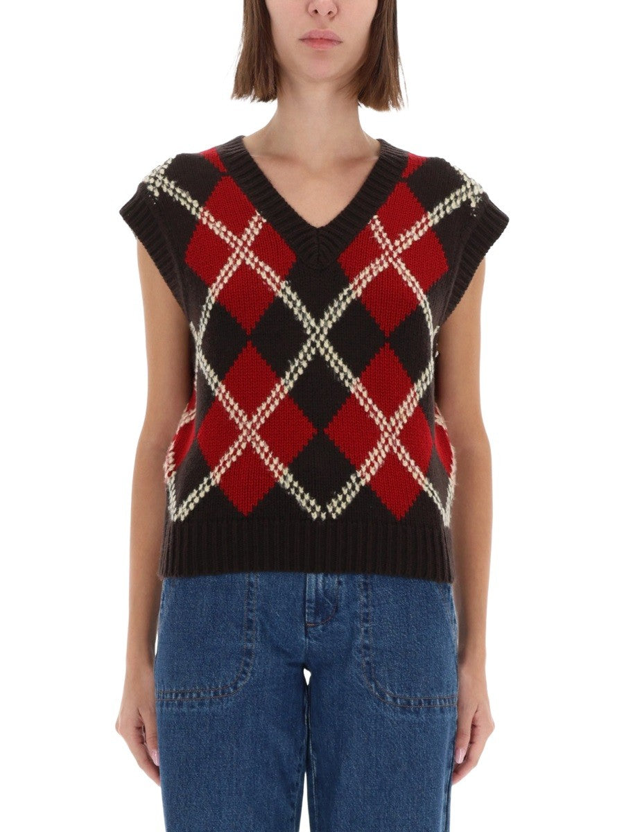 Guest In Residence Women's Argyle Vest Multicolor Guest In Residence