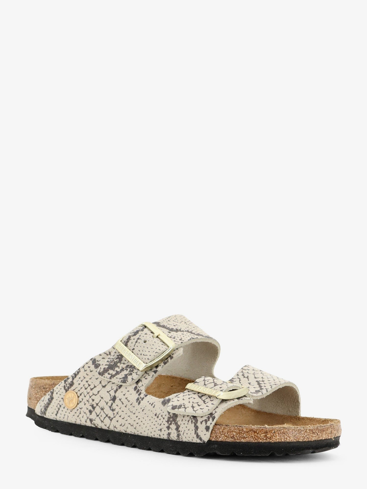 Birkenstock Women's Arizona Snake Oyster Sandals in Python Print Leather White