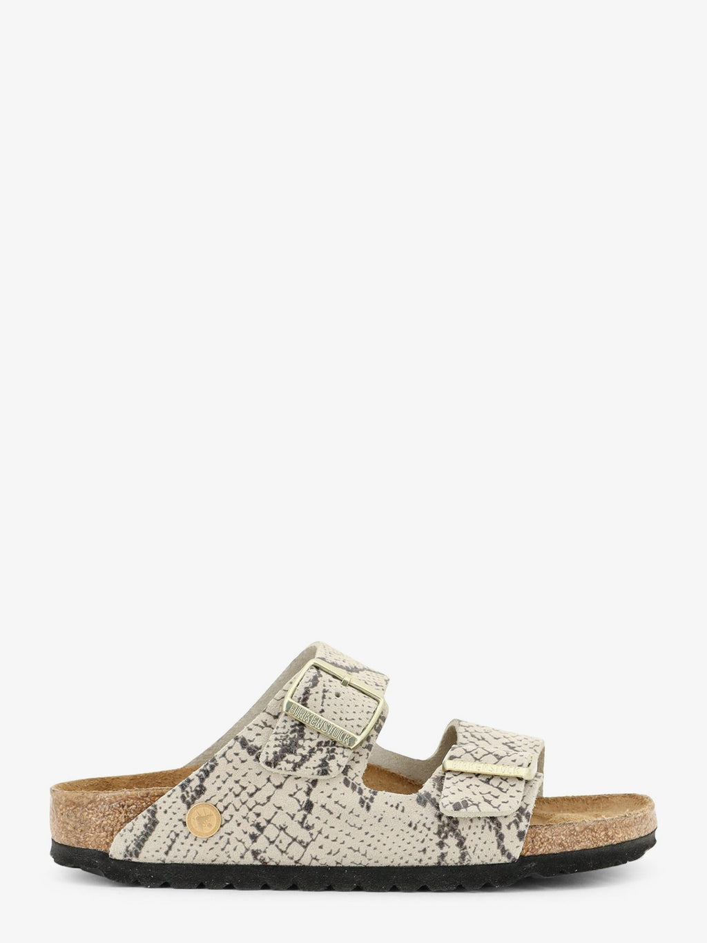 Birkenstock Women's Arizona Snake Oyster Sandals in Python Print Leather White