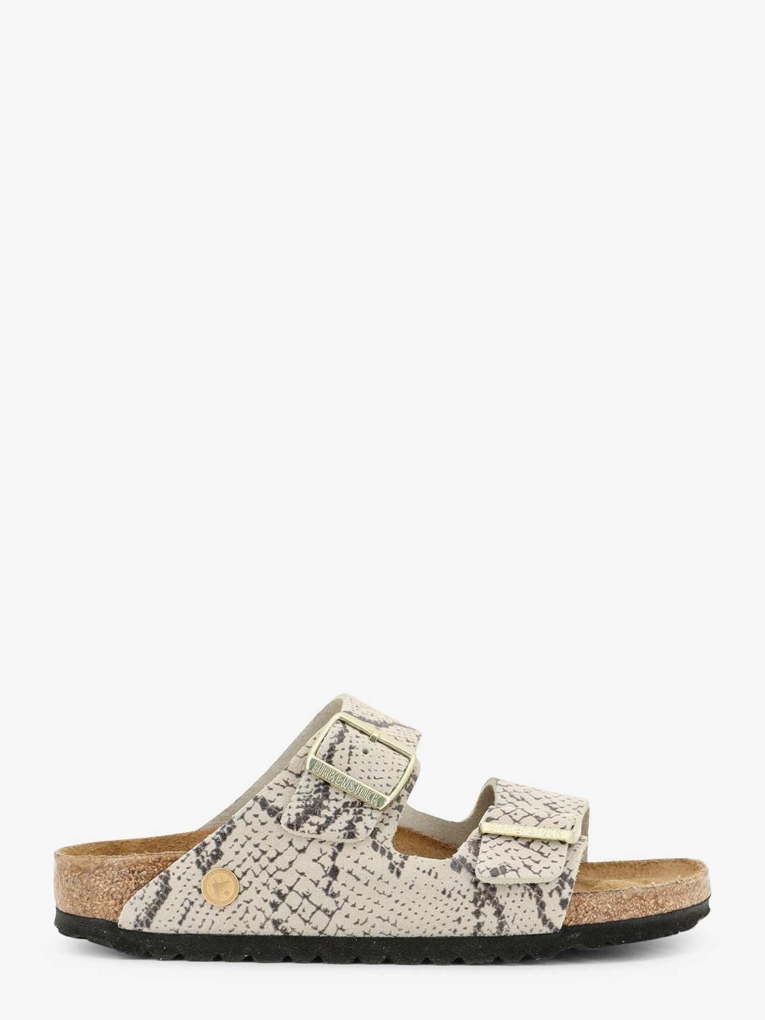 Birkenstock Women's Arizona Snake Oyster Sandals in Python Print Leather White