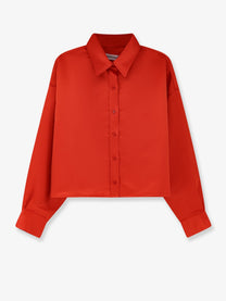 The Frankie Shop Women's Arlen Satin Boxy Shirt Red