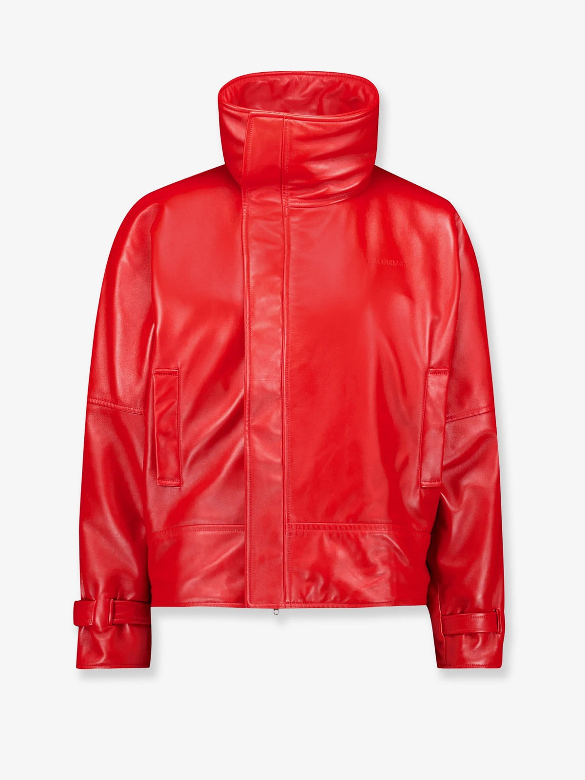 Balenciaga Women's Arrotondato Leather Jacket Red