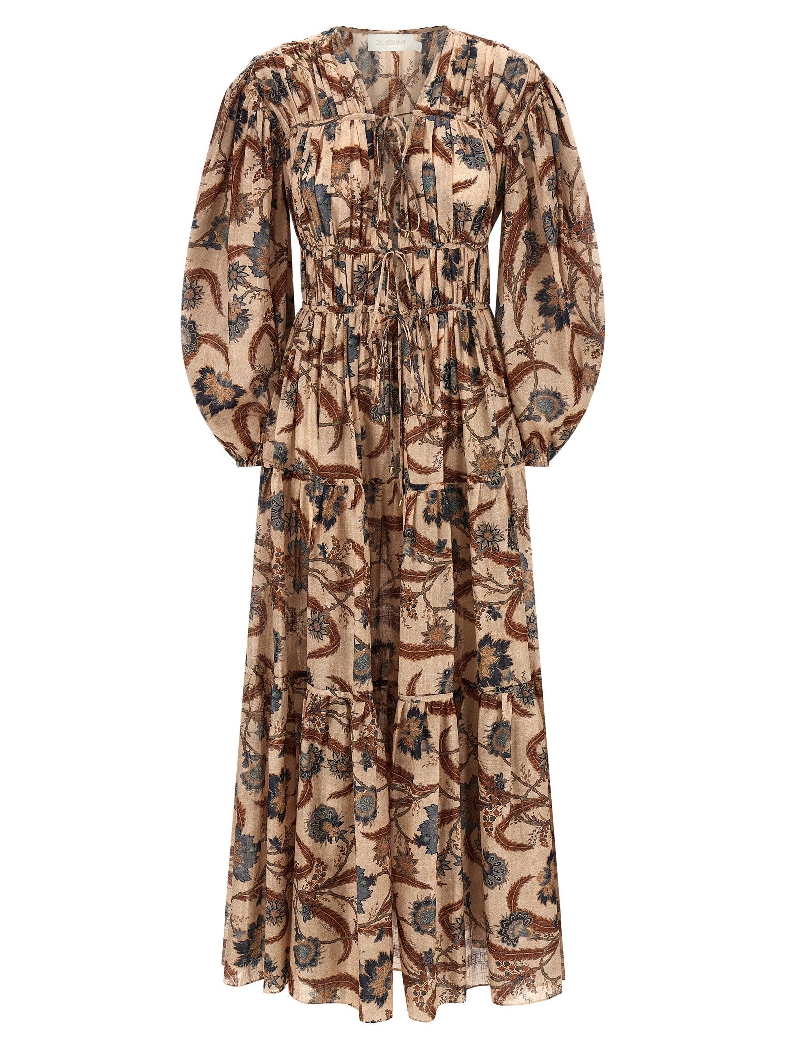 Zimmermann Ascension Tie Billow Maxi Dress Gold